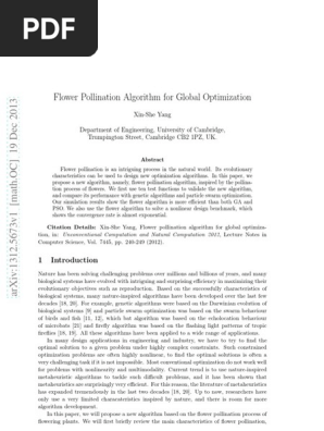 Flower Pollination Algorithm for Global Optimization2