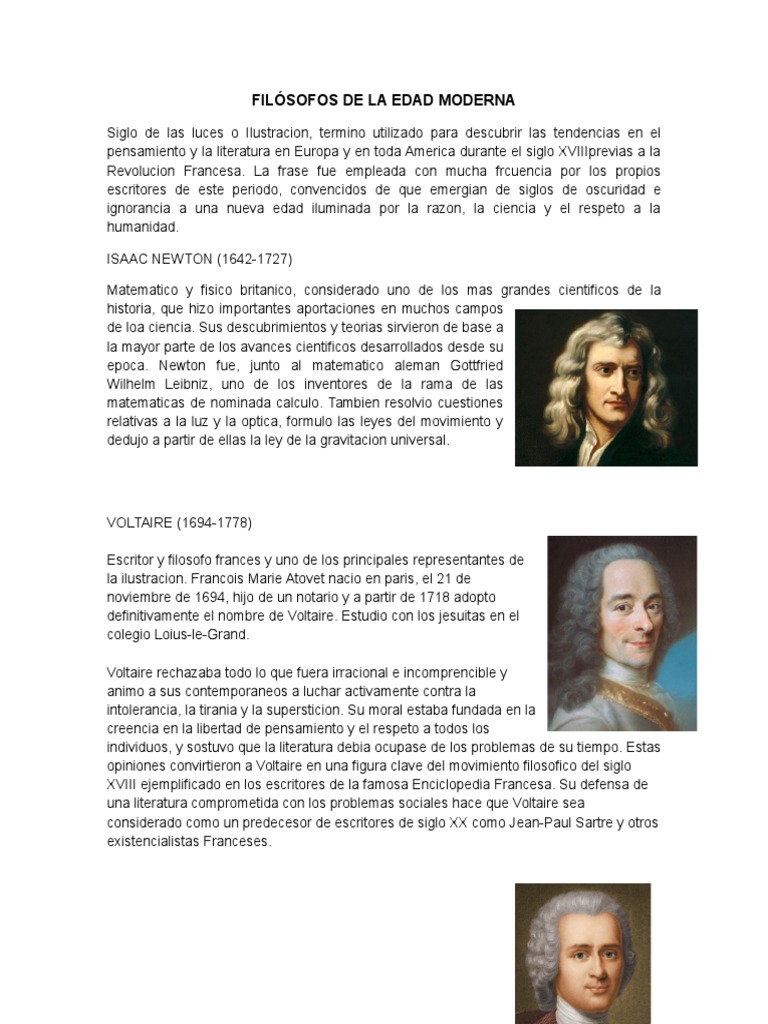 Filósofos de La Edad Moderna Era