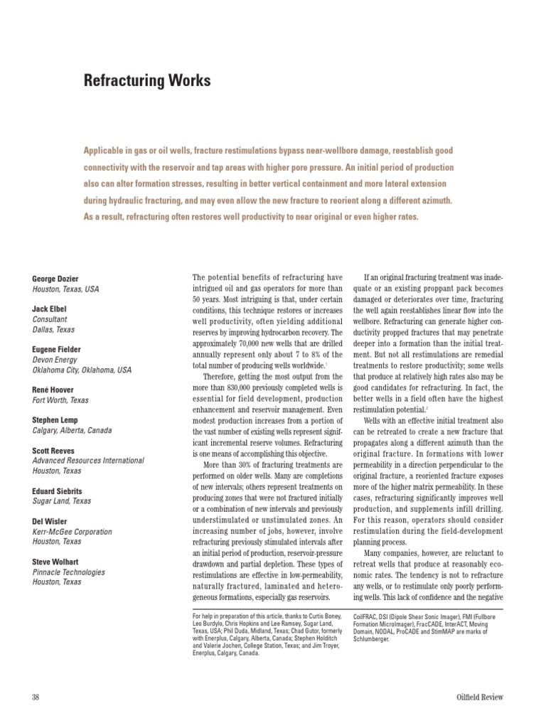 Refracturing: Enhancing Well Productivity | PDF | Hydraulic Fracturing ...