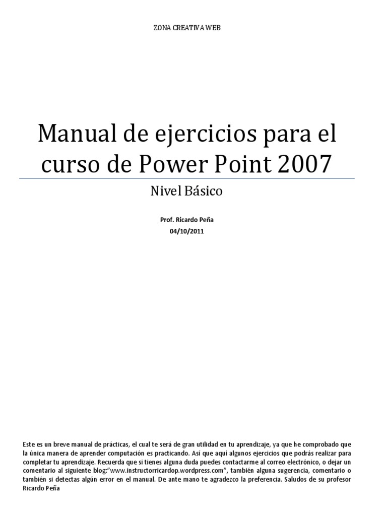 Manual Ejercicios Powerpoint 2007 Nivel Basico Pdf Microsoft
