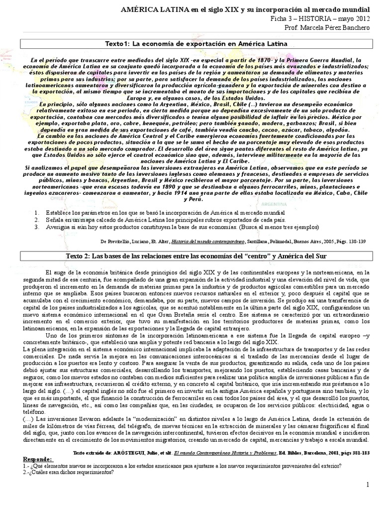 América Latina en el siglo XIX: Economía y Modernización | PDF | Panamá ...