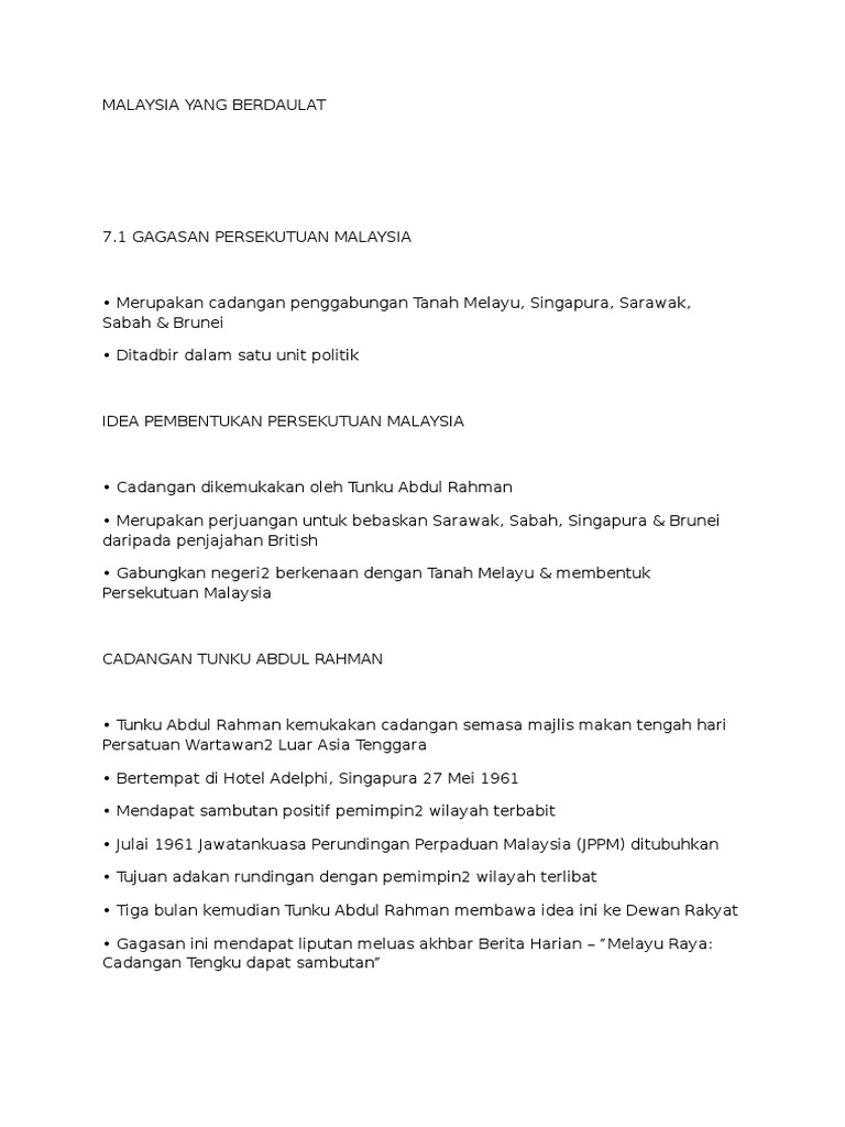 Matlamat Pembentukan Malaysia | PDF