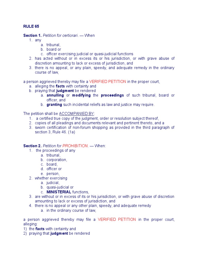 Rules of Court (Philippines) Rule 65 PDF Judgment (Law) Jurisdiction