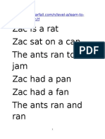 Zacisarat Zacsatonacan The Ants Ran To The Jam Zac Had A Pan Zac Had A Fan The Ants Ran and Ran