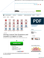 Driving License Test Questions and Answers in English in India