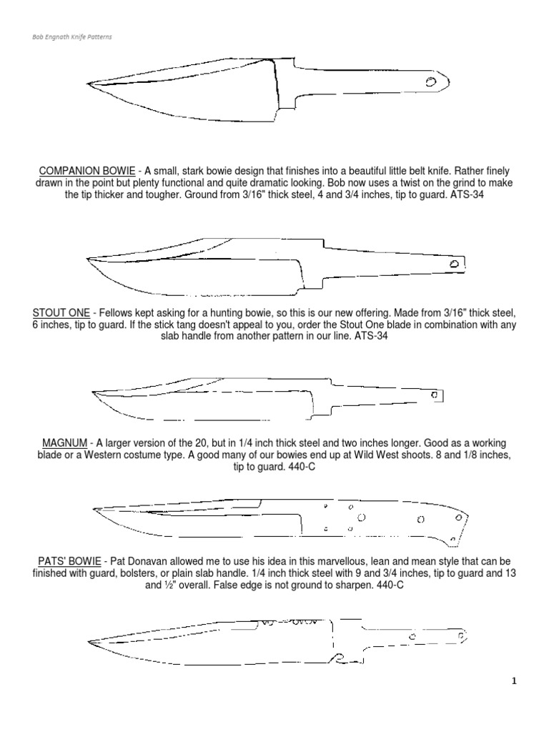 Bob Engnath Knife Patterns | PDF | Knife | Blade