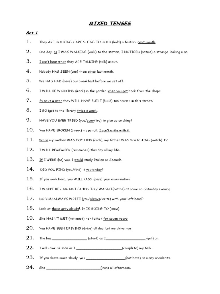 Mixed Tenses Exercises with Answers | PDF