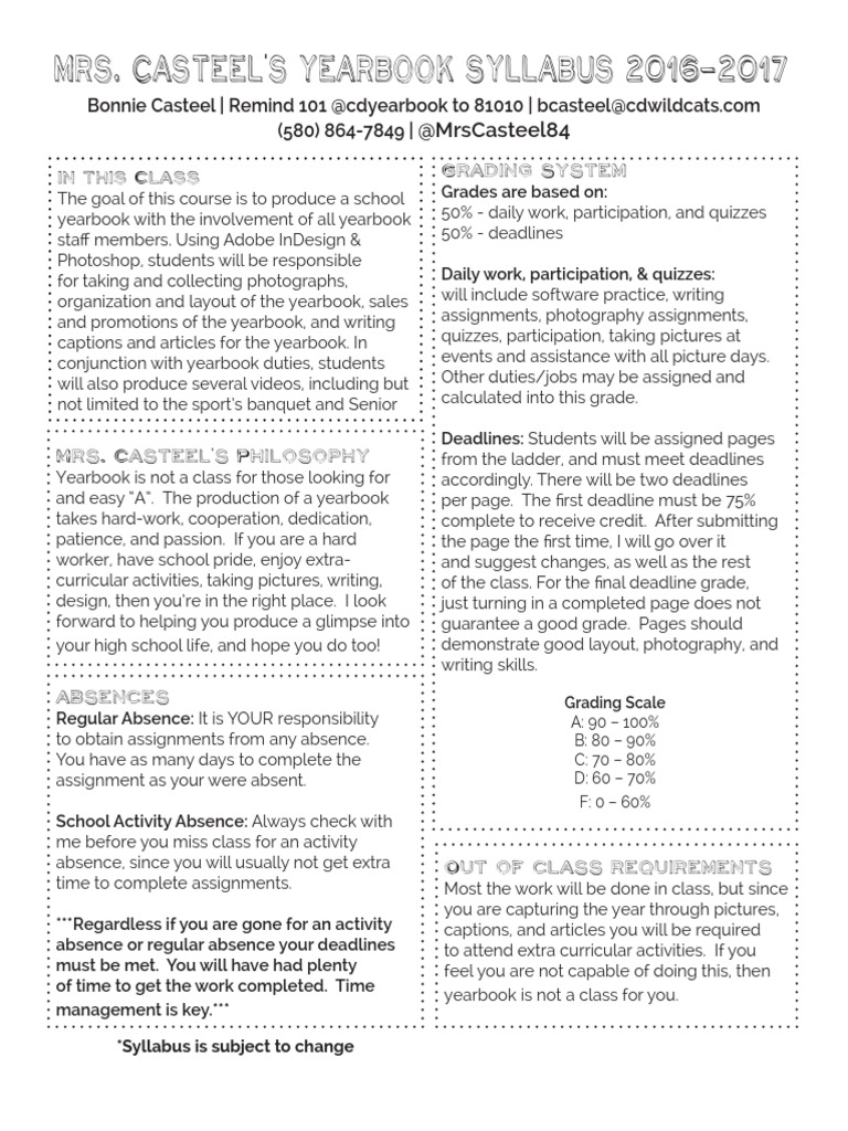 Yearbook Syllabus 2016-2017 Overview | PDF | Schools | Further Education