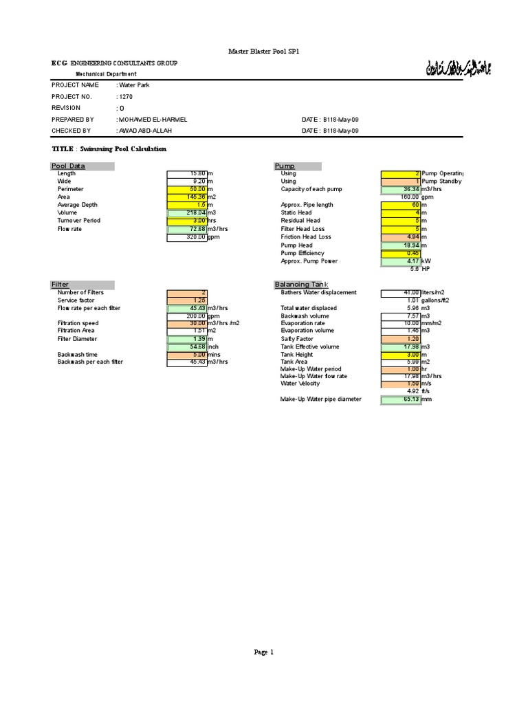 Swimming Pool Calculations PDF Pump Swimming Pool