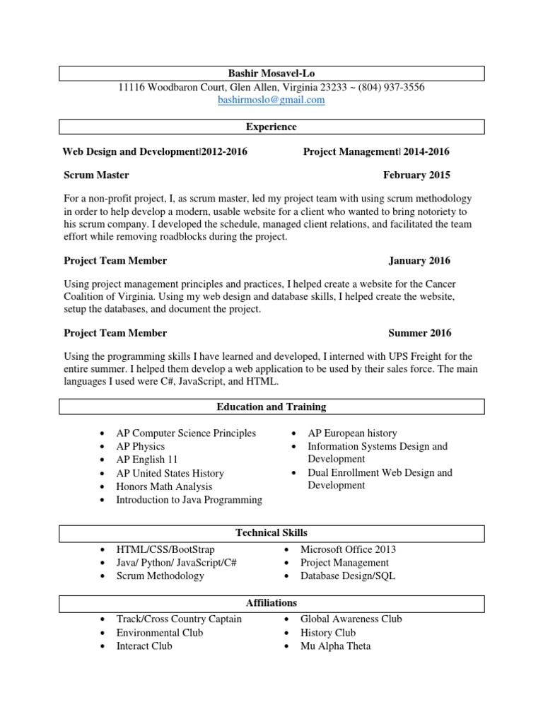 Web Development & Project Management Resume | PDF