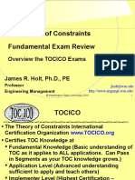 Fundamental Exam Review The Theory of Constraints: Overview The TOCICO Exams