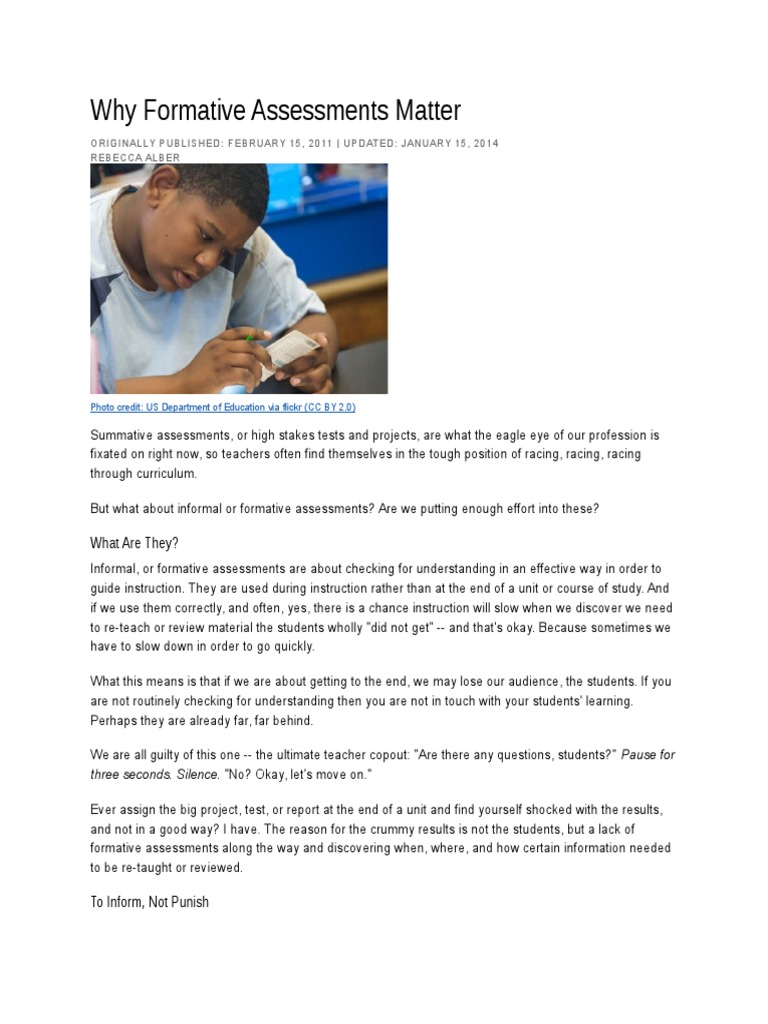Why Formative Assessments Matter | PDF | Educational Assessment ...