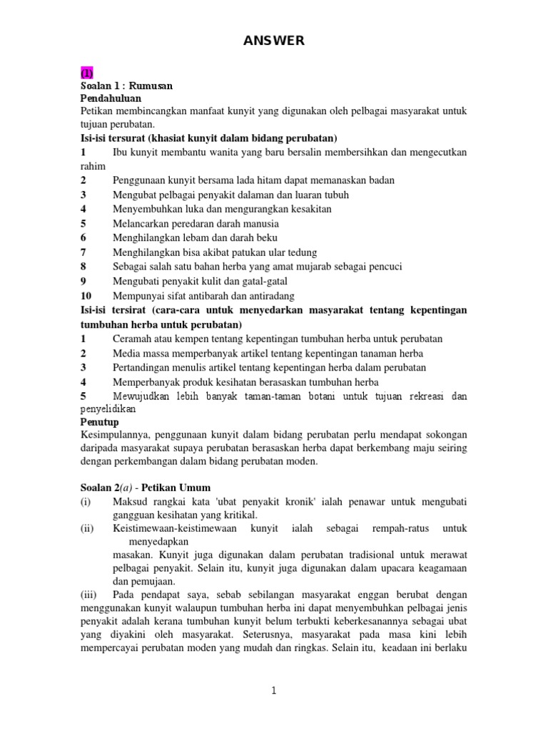 Rumusan Dan Petikan Umum Jawapan Pdf