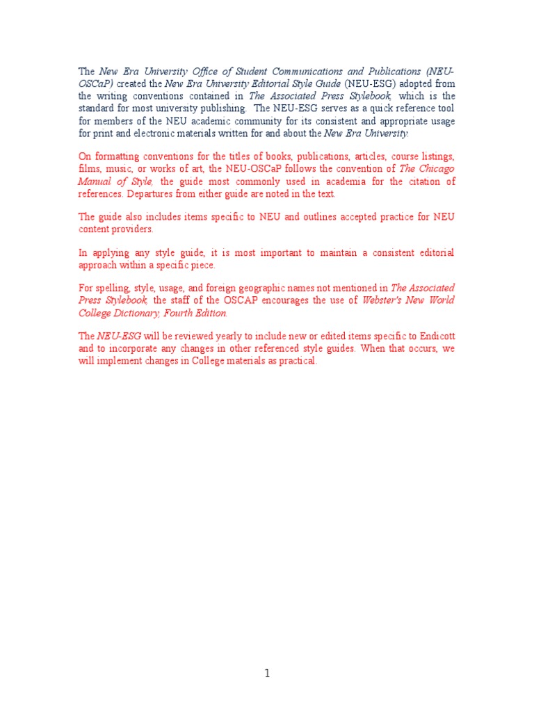 New Era University Style Guide | PDF | Ellipsis | Comma