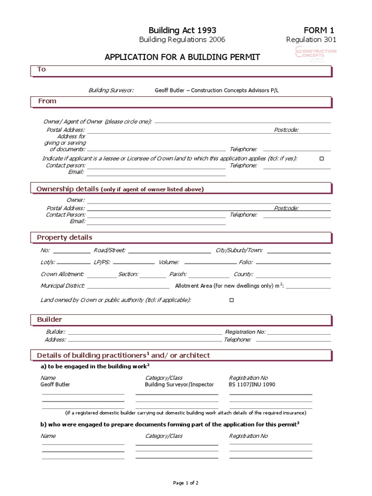 Form 1 - Application | PDF | Address (Geography) | Government Information