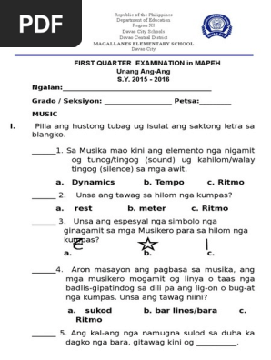 Mapeh Second Quarter 2015