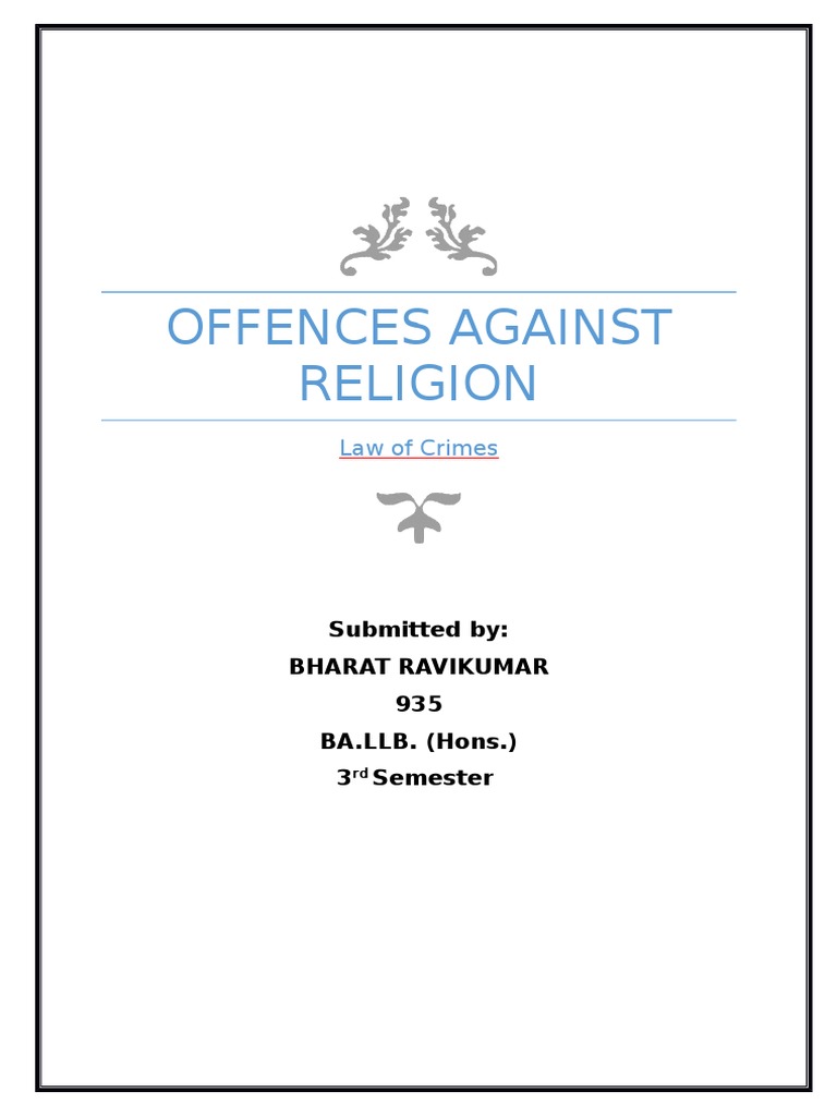 Offences Against Religion in IPC | PDF | Criminal Law | Crime & Violence