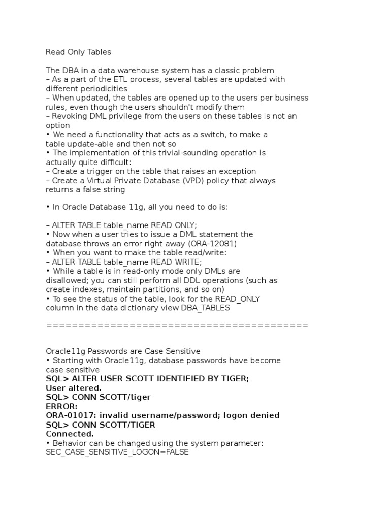 Oracle 11g New Features | PDF | Oracle Database | Software Engineering