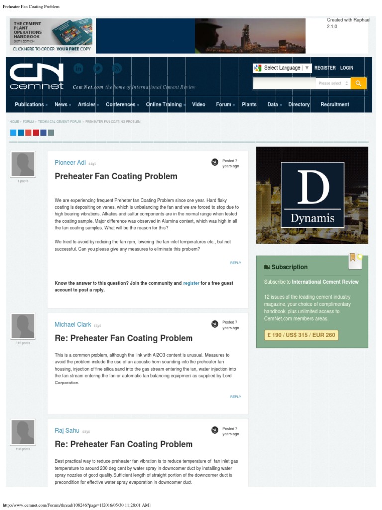 Preheater Fan Coating Problem | PDF