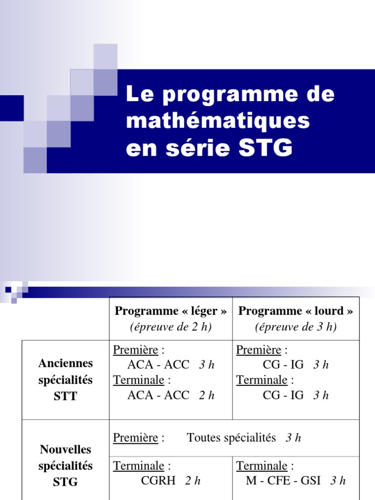 Le Programme de Maths en STG | PDF | Concepts mathématiques | Objets ...