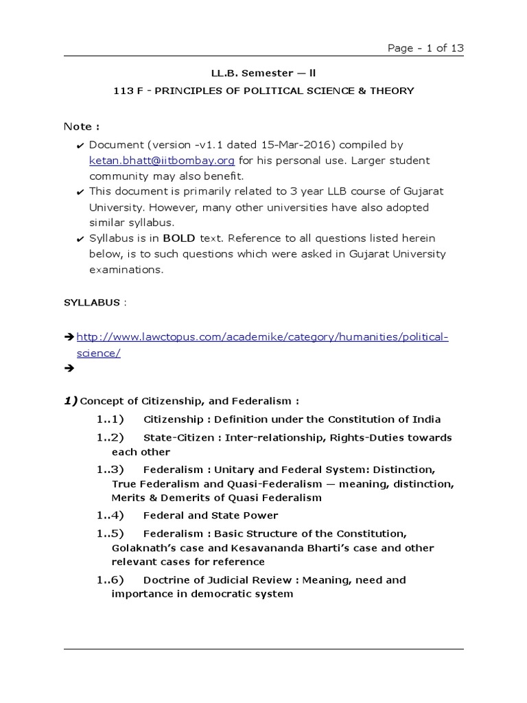 Principles of Political Science Notes | PDF | Miranda Warning ...