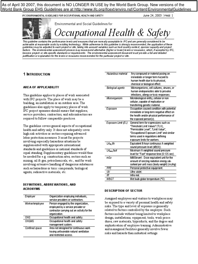 Occupational Health & Safety: Ntroduction | PDF
