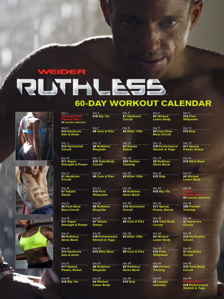 5 Day Ruthless Workout Calendar Pdf for Gym