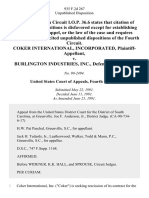 Coker International, Incorporated v. Burlington Industries, Inc., 935 F.2d 267, 4th Cir. (1991)