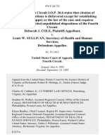 Deborah J. Cole v. Louis W. Sullivan, Secretary of Health and Human Services, 976 F.2d 725, 4th Cir. (1992)