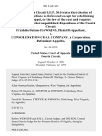Franklin Delano Hawkins v. Consolidation Coal Company, A Corporation, 986 F.2d 1413, 4th Cir. (1993)