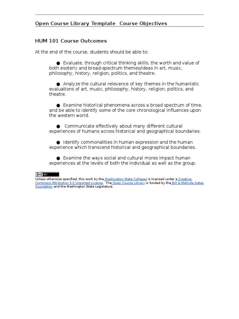 Hum 101 Course Out Comes | PDF | Social Science