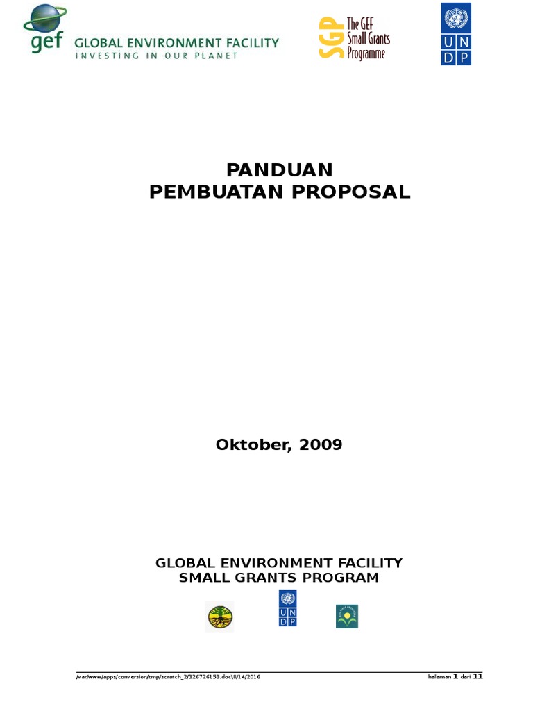 Panduan Pembuatan Proposal GEF SGP Indonesia | PDF