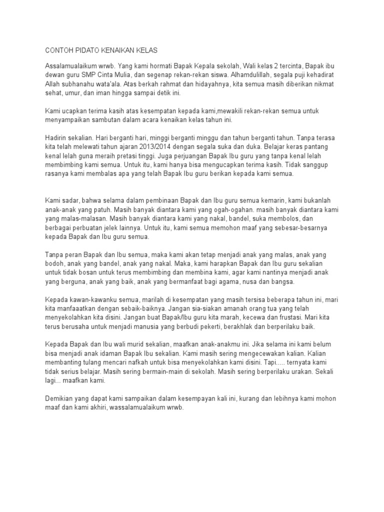 Contoh Pidato Kenaikan Kelas PDF
