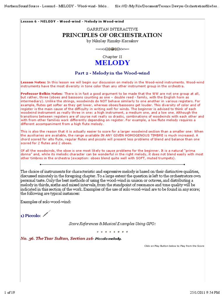 Lesson 6 Melody Melody in Woodwid PDF Woodwind Instruments Musical Instruments