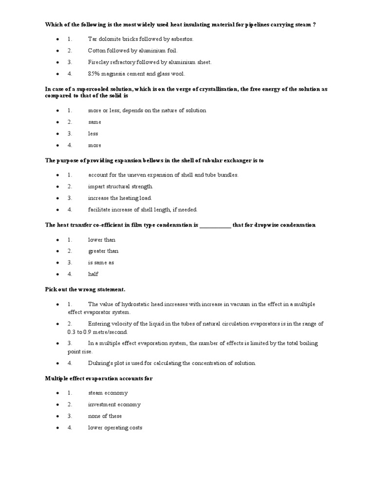 Heat Transfer MCQ PDF Heat Transfer Heat Exchanger