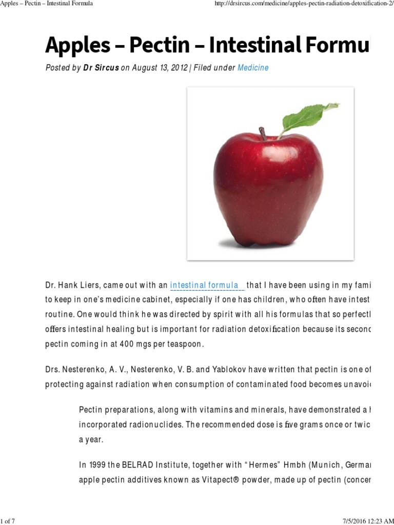 Apples Pectin Intestinal Formula DETOX CLEANSE PDF Magnesium