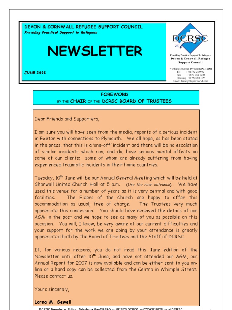 June Newsletter | PDF | Refugee