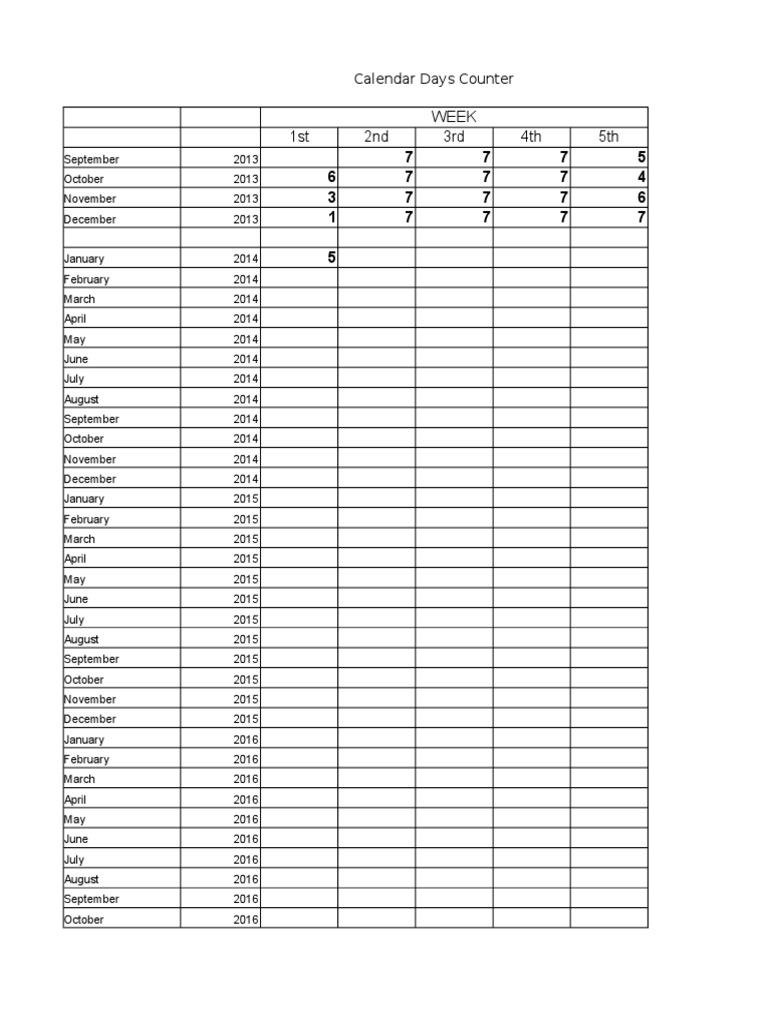 My Calendar Days Counter PDF