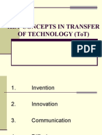 Key Concepts in Transfer of Technology (ToT