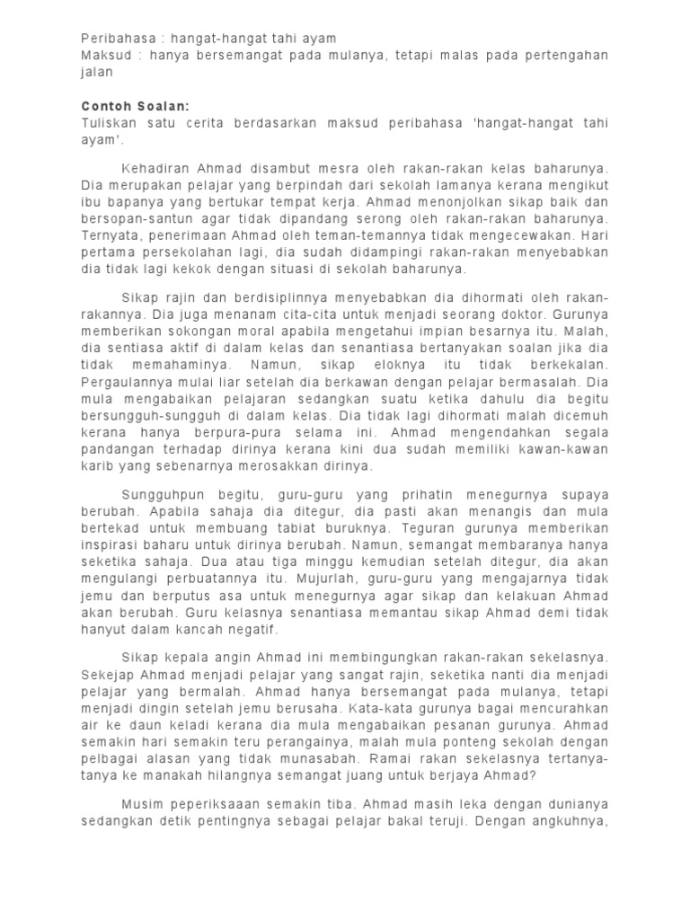 Contoh Karangan Peribahasa Pdf