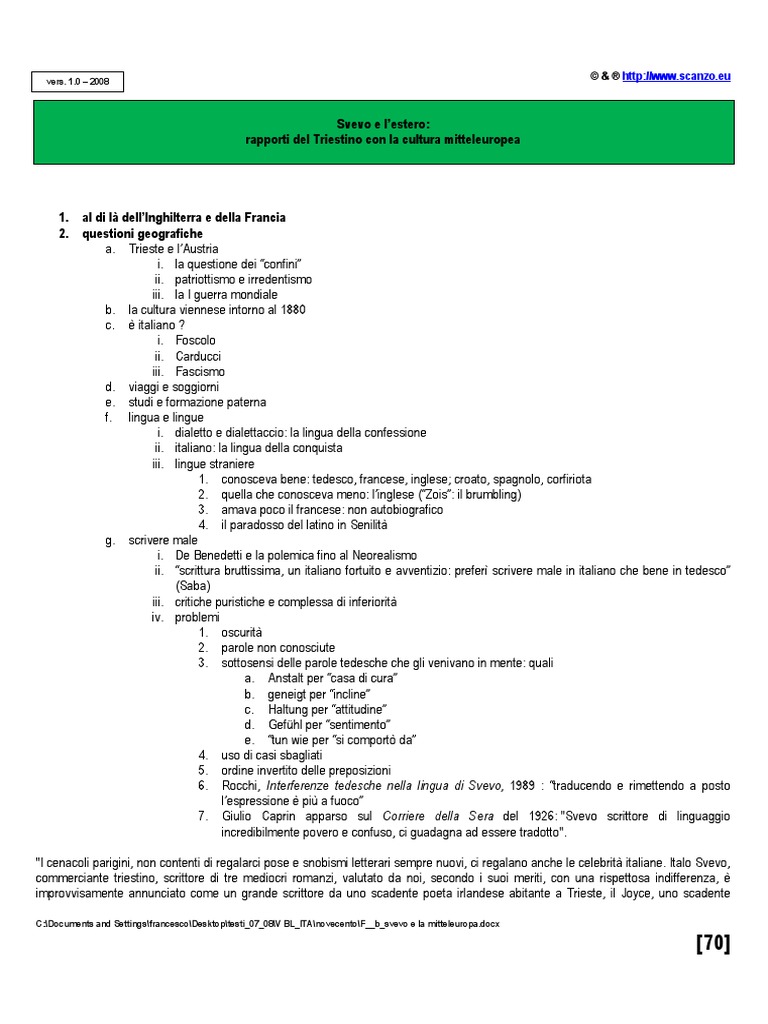 Svevo E La Mitteleuropa - 