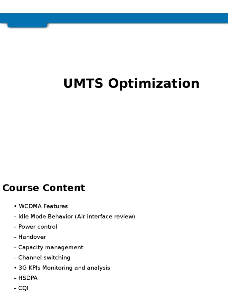 Umts Optimization Pdf High Speed Packet Access Error Detection