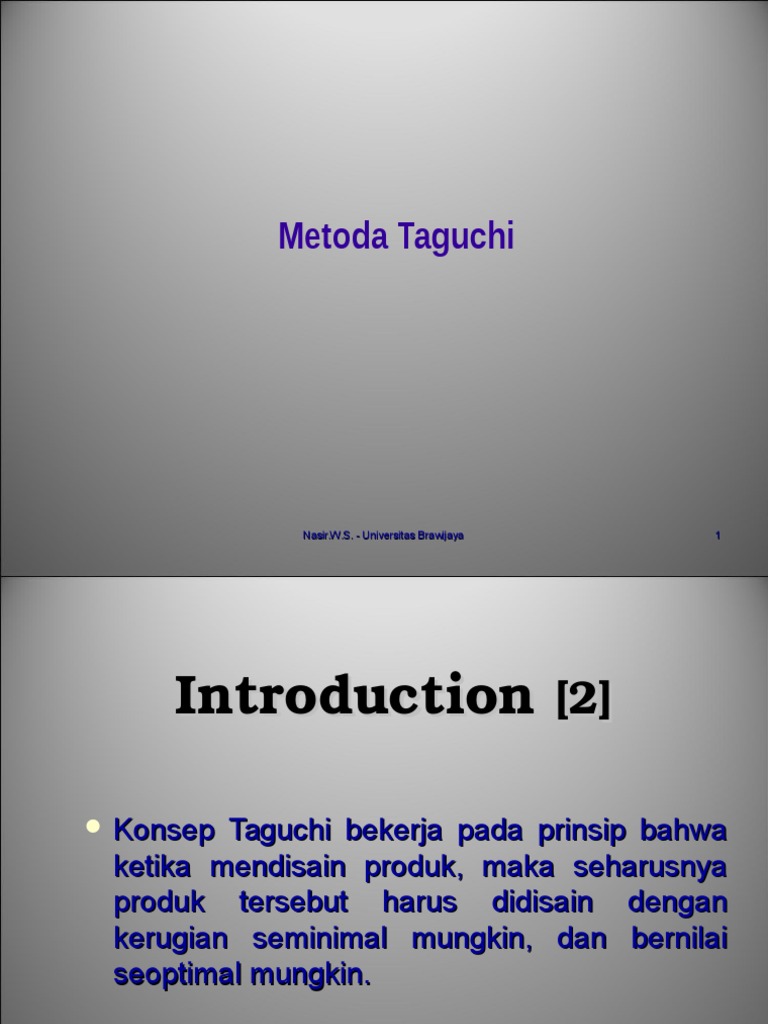 Metoda Taguchi dalam Desain Produk | PDF | Bisnis