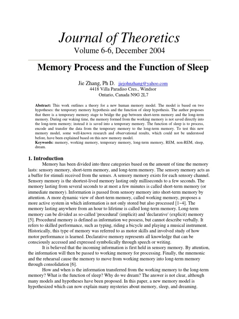 Sleep Function | PDF | Rapid Eye Movement Sleep | Memory