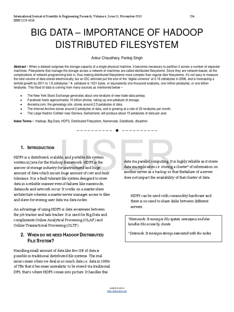 Importance of Hadoop Distributed Filesystem | PDF | Apache Hadoop ...