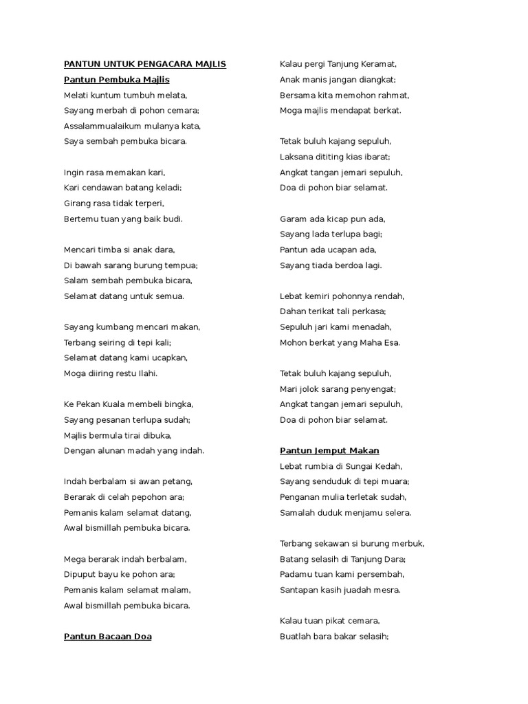 Koleksi Pantun Pengacara Majlis  PDF