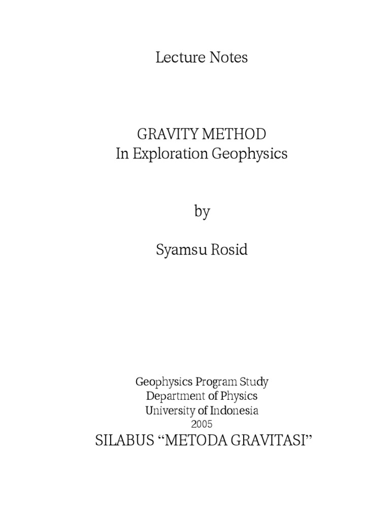 Gravity Method in Geophysics Overview | PDF | Science & Mathematics