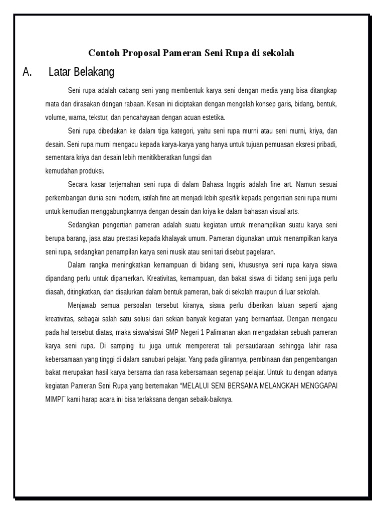 Contoh Proposal Pameran Seni Budaya