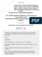 Brentley Jean Carr v. F. W. Woolworth Company, A/K/A Woolworth Corporation Carol McCullough Manager of Afterthoughts, 42 F.3d 1385, 4th Cir. (1994)