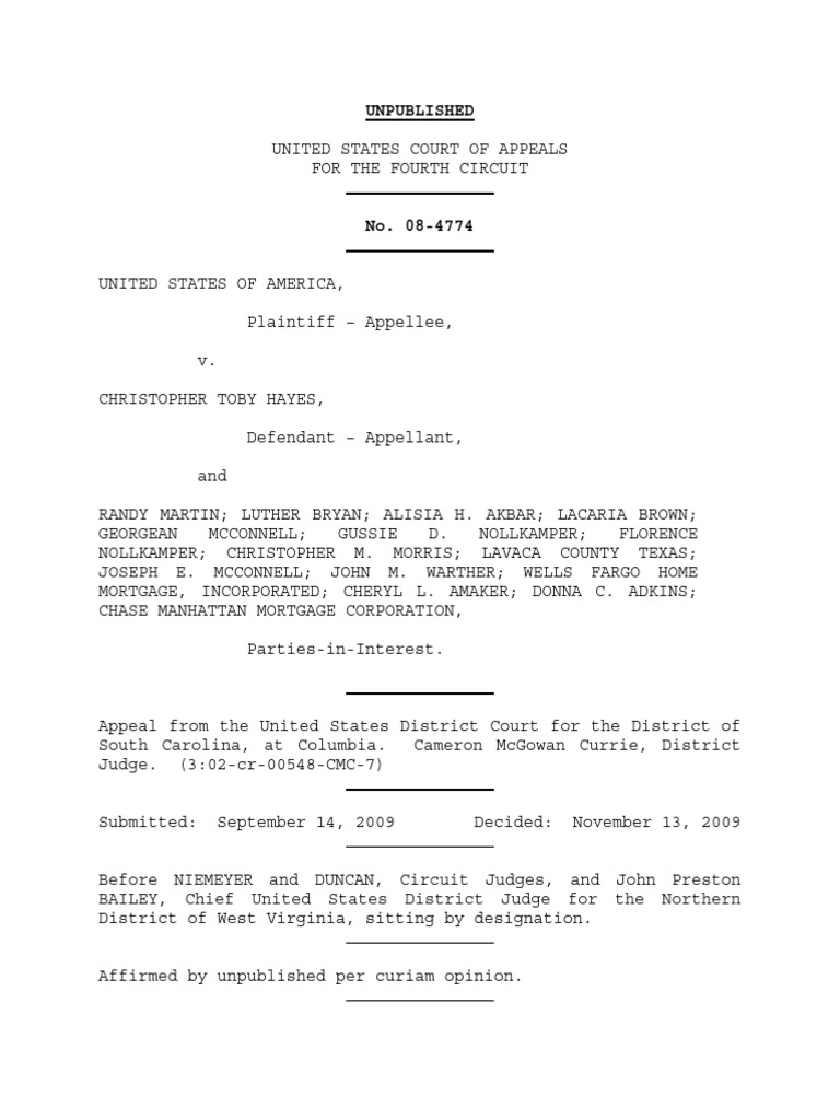 United States v. Hayes, 4th Cir. (2009) Sixth Amendment To The United